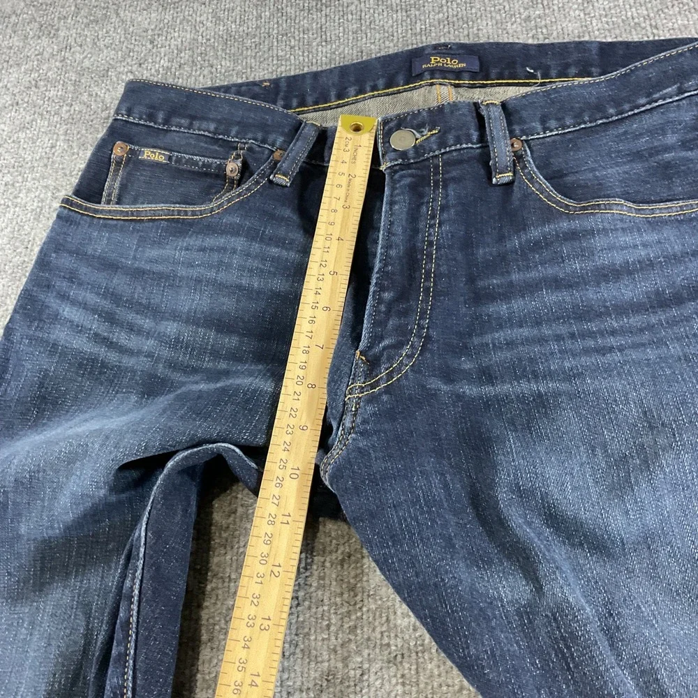 Polo Ralph Lauren Varick Slim Straight Jeans Mens 35x30 Dark Wash Stretch Denim